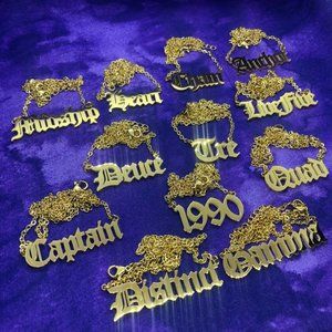 Gold 1990 /Captain/ Anchor/ Deuce/ Quad/ Tre/ Sorority/Gamma Necklace Chain